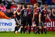 16 August 2019; Daniel Grant of Bohemians, left, celebrates with team-mates after scoring his side’s third goal during the SSE Airtricity League Premier Division match between Bohemians and UCD at Dalymount Park in Dublin. Photo by Sam Barnes/Sportsfile