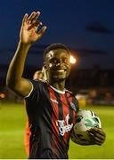 16 August 2019; Andre Wright of Bohemians with the match ball after scoring four goals during the SSE Airtricity League Premier Division match between Bohemians and UCD at Dalymount Park in Dublin. Photo by Sam Barnes/Sportsfile