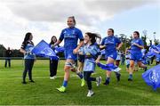 17 August 2019; Ellie Meade of Leinster leads out her team ahead of the Under 18 Girls Interprovincial Rugby Championship match between Leinster and Connacht at MU Barnhall in Leixlip, Kildare. Photo by Sam Barnes/Sportsfile