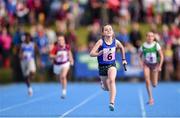 17 August 2019; Mia Allen of Wicklow competing in the Girls' U12 Relay Heats during Day 1 of the Aldi Community Games August Festival, which saw over 3,000 children take part in a fun-filled weekend at UL Sports Arena in University of Limerick, Limerick. Photo by Ben McShane/Sportsfile
