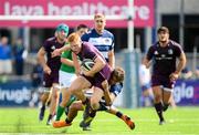 17 August 2019; Gavin Mullin of Leinster is tackled by Max Trimble of Coventry during the Bank of Ireland pre-season friendly match between Leinster and Coventry at Energia Park in Donnybrook, Dublin. Photo by Eóin Noonan/Sportsfile