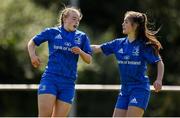 17 August 2019; Ciara Faulkner of Leinster, left, is congratulated by Rachel Conroy after scoring her side's seventh try during the Under 18 Girls Interprovincial Rugby Championship match between Leinster and Connacht at MU Barnhall in Leixlip, Kildare. Photo by Sam Barnes/Sportsfile