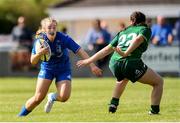 17 August 2019; Ciara Faulkner of Leinster in action against Katelyn Bourke of Connacht during the Under 18 Girls Interprovincial Rugby Championship match between Leinster and Connacht at MU Barnhall in Leixlip, Kildare. Photo by Sam Barnes/Sportsfile