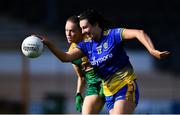 17 August 2019; Rebecca Finan of Roscommon in action against Sarah Wall of Meath during the TG4 All-Ireland Ladies Football Intermediate Championship Semi-Final match between Meath and Roscommon at Nowlan Park in Kilkenny. Photo by Piaras Ó Mídheach/Sportsfile
