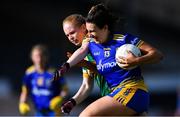 17 August 2019; Rebecca Finan of Roscommon in action against Sarah Powderly of Meath during the TG4 All-Ireland Ladies Football Intermediate Championship Semi-Final match between Meath and Roscommon at Nowlan Park in Kilkenny. Photo by Piaras Ó Mídheach/Sportsfile