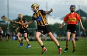 17 August 2019; Amy Cody of Glenmore-Tullogher-Rosbercon, Co Kilkenny celebrates after scoring a goal against Moycarkey-Borris, Co Tipperary in the Camogie U14 final during Day 1 of the Aldi Community Games August Festival, which saw over 3,000 children take part in a fun-filled weekend at UL Sports Arena in University of Limerick, Limerick. Photo by David Fitzgerald/Sportsfile