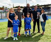 17 August 2019; Mascots Seán Purcell, age 7, from Blanchardstown, Dublin, left, and Hugh Dunleavy, age 7, from Glenageary, Dublin, with Leinster players Jamison Gibson-Park, left, and Scott Fardy, and family members prior to the Bank of Ireland pre-season friendly match between Leinster and Coventry at Energia Park in Donnybrook, Dublin. Photo by Seb Daly/Sportsfile