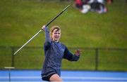 17 August 2019; Leah Murphy of Killevan - Currin - Aghabog, Co. Monaghan, competing in the Girls' U14 Javelin during Day 1 of the Aldi Community Games August Festival, which saw over 3,000 children take part in a fun-filled weekend at UL Sports Arena in University of Limerick, Limerick. Photo by Ben McShane/Sportsfile