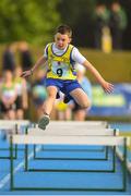 18 August 2019; Colm Fitzgerald of Knockroghery, Co Roscommon competing in the U10 Boys 60M hurdles semi-final during Day 2 of the Aldi Community Games August Festival, which saw over 3,000 children take part in a fun-filled weekend at UL Sports Arena in University of Limerick, Limerick. Photo by David Fitzgerald/Sportsfile