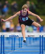 18 August 2019; Evan Moran of Craughwell, Co Galway competing in the U14 Boys 60M hurdles semi-final during Day 2 of the Aldi Community Games August Festival, which saw over 3,000 children take part in a fun-filled weekend at UL Sports Arena in University of Limerick, Limerick. Photo by David Fitzgerald/Sportsfile