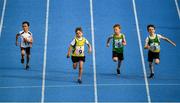 18 August 2019; Runners, from left, Leyton Byrne of Drogheda South, Co Louth, Cian Kilcommons of Kiltoom-Cam, Co Roscommon, Tom Trench Winston of Carrick, Co Leitrim and Noah Condron of Killeigh, Co Offaly competing in the U8 80M final during Day 2 of the Aldi Community Games August Festival, which saw over 3,000 children take part in a fun-filled weekend at UL Sports Arena in University of Limerick, Limerick. Photo by David Fitzgerald/Sportsfile