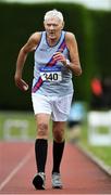 18 August 2019; Con Hearty from Dundrum South Dublin A.C. on his way to winning the Men's Over-80 3000m walk during the Irish Life Health National Masters Track and Field Championships at Tullamore Harriers Stadium in Tullamore, Co Offaly. Photo by Matt Browne/Sportsfile