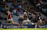 18 August 2019; Timmy Clifford of Kilkenny in action against Liam Leen of Galway during the Electric Ireland GAA Hurling All-Ireland Minor Championship Final match between Kilkenny and Galway at Croke Park in Dublin. Photo by Eóin Noonan/Sportsfile