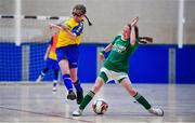 18 August 2019; Mia Daly of Kiltoom-Cam, Co Roscommon competing in the Futsal U13 girls semi-final against Fiana Bradley of Milltown-Listry, Co Kerry during Day 2 of the Aldi Community Games August Festival, which saw over 3,000 children take part in a fun-filled weekend at UL Sports Arena in University of Limerick, Limerick. Photo by David Fitzgerald/Sportsfile