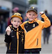 18 August 2019; Kilkenny supporters Jake Kavanagh, left, aged 6, and Noah Flynn, aged 7, from Freshford, Co Kilkenny, ahead of the GAA Hurling All-Ireland Senior Championship Final match between Kilkenny and Tipperary at Croke Park in Dublin. Photo by Daire Brennan/Sportsfile