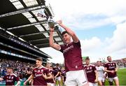 18 August 2019; Eoin Lawless of Galway lifts the Irish Press cup after the Electric Ireland GAA Hurling All-Ireland Minor Championship Final match between Kilkenny and Galway at Croke Park in Dublin. Photo by Eóin Noonan/Sportsfile