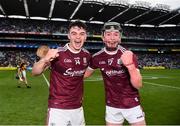 18 August 2019; Shane Morgan of Galway, left, and Seán O'Hanlon of Galway celebrate after the Electric Ireland GAA Hurling All-Ireland Minor Championship Final match between Kilkenny and Galway at Croke Park in Dublin. Photo by Eóin Noonan/Sportsfile