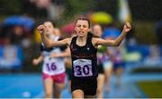 18 August 2019; Hazel Hughes of Castleblayney, Co Monaghan on her way to winning the girls U14 800m final during Day 2 of the Aldi Community Games August Festival, which saw over 3,000 children take part in a fun-filled weekend at UL Sports Arena in University of Limerick, Limerick. Photo by David Fitzgerald/Sportsfile