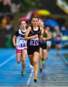 18 August 2019; Hazel Hughes of Castleblayney, Co Monaghan on her way to winning the girls U14 800m final during Day 2 of the Aldi Community Games August Festival, which saw over 3,000 children take part in a fun-filled weekend at UL Sports Arena in University of Limerick, Limerick. Photo by David Fitzgerald/Sportsfile