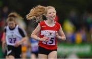 18 August 2019; Grainne Moran of St Josephs, Co Louth on her way to winning the Girls U12 600m final during Day 2 of the Aldi Community Games August Festival, which saw over 3,000 children take part in a fun-filled weekend at UL Sports Arena in University of Limerick, Limerick. Photo by David Fitzgerald/Sportsfile