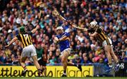 18 August 2019; Niall O’Meara of Tipperary has his shot blocked by Paddy Deegan and Conor Fogarty of Kilkenny during the GAA Hurling All-Ireland Senior Championship Final match between Kilkenny and Tipperary at Croke Park in Dublin. Photo by Brendan Moran/Sportsfile