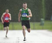 18 August 2019; Ruaidhri Kedney from Menapians A.C. Co Wexford who won the mens over 35's 200m during the Irish Life Health National Masters Track and Field Championships at Tullamore Harriers Stadium in Tullamore, Co Offaly. Photo by Matt Browne/Sportsfile