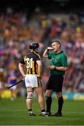 18 August 2019; The referee James Owens speaking to Richie Hogan of Kilkenny during the GAA Hurling All-Ireland Senior Championship Final match between Kilkenny and Tipperary at Croke Park in Dublin. Photo by Eóin Noonan/Sportsfile