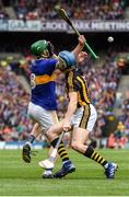 18 August 2019; Noel McGrath of Tipperary in action against TJ Reid of Kilkenny during the GAA Hurling All-Ireland Senior Championship Final match between Kilkenny and Tipperary at Croke Park in Dublin. Photo by Sam Barnes/Sportsfile