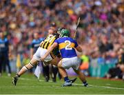 18 August 2019; Cathal Barrett of Tipperary is tackled by Richie Hogan of Kilkenny, resulting in a red card for Richie Hogan of Kilkenny during the GAA Hurling All-Ireland Senior Championship Final match between Kilkenny and Tipperary at Croke Park in Dublin. Photo by Eóin Noonan/Sportsfile