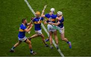 18 August 2019; Tipperary players, left to right, James Barry, Ronan Maher, Padraic Maher, and Séamus Kennedy celebrate after the GAA Hurling All-Ireland Senior Championship Final match between Kilkenny and Tipperary at Croke Park in Dublin. Photo by Daire Brennan/Sportsfile