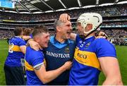 18 August 2019; Tipperary manager Liam Sheedy celebrates with Willie Connors, left, and Brendan Maher following their side's victory during the GAA Hurling All-Ireland Senior Championship Final match between Kilkenny and Tipperary at Croke Park in Dublin. Photo by Seb Daly/Sportsfile