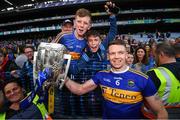 18 August 2019; Padraic Maher of Tipperary and fans, celebrate with the Liam MacCarthy cup, after the GAA Hurling All-Ireland Senior Championship Final match between Kilkenny and Tipperary at Croke Park in Dublin. Photo by Stephen McCarthy/Sportsfile