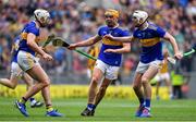 18 August 2019; Tipperary players, from left, Padraic Maher, Ronan Maher and Séamus Kennedy celebrate at the final whistle of the GAA Hurling All-Ireland Senior Championship Final match between Kilkenny and Tipperary at Croke Park in Dublin. Photo by Brendan Moran/Sportsfile