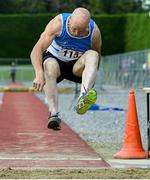 18 August 2019; Willie O'Toole from St. L. O'Toole A.C. Co Carlow who won the mens over 65 long jump during the Irish Life Health National Masters Track and Field Championships at Tullamore Harriers Stadium in Tullamore, Co Offaly. Photo by Matt Browne/Sportsfile