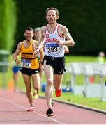 18 August 2019; Brian O'Kelly from Crusaders A.C. Co Dublin who won the mens over 35's 5000m during the Irish Life Health National Masters Track and Field Championships at Tullamore Harriers Stadium in Tullamore, Co Offaly. Photo by Matt Browne/Sportsfile