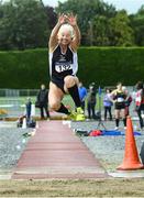 18 August 2019; Geraldine Finegan from North East Runners AC Co Louth who won the womens over 50's long jump during the Irish Life Health National Masters Track and Field Championships at Tullamore Harriers Stadium in Tullamore, Co Offaly. Photo by Matt Browne/Sportsfile