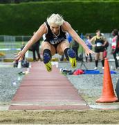 18 August 2019; Geraldine Finegan from North East Runners AC Co Louth who won the womens over 50's long jump during the Irish Life Health National Masters Track and Field Championships at Tullamore Harriers Stadium in Tullamore, Co Offaly. Photo by Matt Browne/Sportsfile