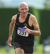 18 August 2019; Hugh McSweeney from Eagle A.C Co Cork competing in the over 70's 200m during the Irish Life Health National Masters Track and Field Championships at Tullamore Harriers Stadium in Tullamore, Co Offaly. Photo by Matt Browne/Sportsfile