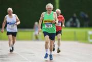 18 August 2019; Billy Caball from Rising Sun A.C Co Cork competing in the over 75's 200m during the Irish Life Health National Masters Track and Field Championships at Tullamore Harriers Stadium in Tullamore, Co Offaly. Photo by Matt Browne/Sportsfile