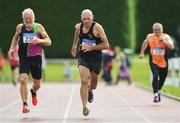 18 August 2019; Hugh McSweeney from Eagle A.C Co Cork competing in the over 70's 200m during the Irish Life Health National Masters Track and Field Championships at Tullamore Harriers Stadium in Tullamore, Co Offaly. Photo by Matt Browne/Sportsfile