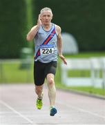 18 August 2019; Shane Sheridan from Dundrum South Dublin A.C. competing in the over 60's 200m during the Irish Life Health National Masters Track and Field Championships at Tullamore Harriers Stadium in Tullamore, Co Offaly. Photo by Matt Browne/Sportsfile