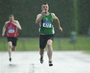 18 August 2019; Ruaidhri Kedney from Menapians A.C. Co Wexford who won the mens over 35's 200m during the Irish Life Health National Masters Track and Field Championships at Tullamore Harriers Stadium in Tullamore, Co Offaly. Photo by Matt Browne/Sportsfile