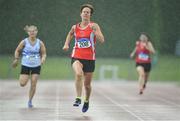 18 August 2019; Katherine Markey from Fingallians A.C. Dublin who won the womens over 50's 200m during the Irish Life Health National Masters Track and Field Championships at Tullamore Harriers Stadium in Tullamore, Co Offaly. Photo by Matt Browne/Sportsfile