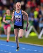 17 August 2019; Eimer McBride of Lusk, Co. Dublin, on her way to winning the Girls' U12 Relay Semi-Final during Day 1 of the Aldi Community Games August Festival, which saw over 3,000 children take part in a fun-filled weekend at UL Sports Arena in University of Limerick, Limerick. Photo by Ben McShane/Sportsfile