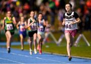 17 August 2019; Misha Magee of Eadestown, Co. Kildare, on her way to winning the Girls' U14 800m during Day 1 of the Aldi Community Games August Festival, which saw over 3,000 children take part in a fun-filled weekend at UL Sports Arena in University of Limerick, Limerick. Photo by Ben McShane/Sportsfile