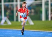 17 August 2019; Ruaidhri Laverty of Steelstown, Co. Derry, competing in the Boys' U10 200m Heats during Day 1 of the Aldi Community Games August Festival, which saw over 3,000 children take part in a fun-filled weekend at UL Sports Arena in University of Limerick, Limerick. Photo by Ben McShane/Sportsfile