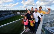 19 August 2019; Kilkenny legend Jackie Tyrrell and Cork hurler Eoin Cadogan attended the Littlewoods Ireland Ultimate Croke Park Sleepover with competition winners Clare, Rob, Robert and Aoibhinn O’Sullivan. Littlewoods Ireland gave the lucky family the experience of a lifetime – to wake up in Croke Park Stadium on the morning of the All-Ireland Hurling Final in a luxury suite decorated with Littlewoods Ireland homeware, electrical and fashion products worth €10,000 - theirs to take home – plus VIP tickets and exclusive behind the scenes access to the most anticipated game of the season. For more exclusive #StyleOfPlay content and behind the scenes action from the Hurling Championship follow Littlewoods Ireland on YouTube, Facebook, Instagram, Twitter and on blog.littlewoodsireland.ie. Pictured are, from left,  Aoibhinn O’Sullivan, aged 6, Clare O’Sullivan from Cork, former Kilkenny Hurler Jackie Tyrrell, Robert O’Sullivan, aged 10, Rob O’Sullivan from Kilkenny and Cork hurler Eoin Cadogan, at Croke Park in Dublin. Photo by Sam Barnes/Sportsfile