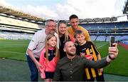 19 August 2019; Kilkenny legend Jackie Tyrrell and Cork hurler Eoin Cadogan attended the Littlewoods Ireland Ultimate Croke Park Sleepover with competition winners Clare, Rob, Robert and Aoibhinn O’Sullivan. Littlewoods Ireland gave the lucky family the experience of a lifetime – to wake up in Croke Park Stadium on the morning of the All-Ireland Hurling Final in a luxury suite decorated with Littlewoods Ireland homeware, electrical and fashion products worth €10,000 - theirs to take home – plus VIP tickets and exclusive behind the scenes access to the most anticipated game of the season. For more exclusive #StyleOfPlay content and behind the scenes action from the Hurling Championship follow Littlewoods Ireland on YouTube, Facebook, Instagram, Twitter and on blog.littlewoodsireland.ie. Pictured are, from left,  Rob O’Sullivan from Kilkenny, Aoibhinn O’Sullivan, aged 6, Clare O’Sullivan from Cork, former Kilkenny Hurler Jackie Tyrrell, Cork hurler Eoin Cadogan, and Robert O’Sullivan, aged 10, at Croke Park in Dublin. Photo by Sam Barnes/Sportsfile