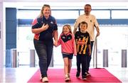 19 August 2019; Kilkenny legend Jackie Tyrrell and Cork hurler Eoin Cadogan attended the Littlewoods Ireland Ultimate Croke Park Sleepover with competition winners Clare, Rob, Robert and Aoibhinn O’Sullivan. Littlewoods Ireland gave the lucky family the experience of a lifetime – to wake up in Croke Park Stadium on the morning of the All-Ireland Hurling Final in a luxury suite decorated with Littlewoods Ireland homeware, electrical and fashion products worth €10,000 - theirs to take home – plus VIP tickets and exclusive behind the scenes access to the most anticipated game of the season. For more exclusive #StyleOfPlay content and behind the scenes action from the Hurling Championship follow Littlewoods Ireland on YouTube, Facebook, Instagram, Twitter and on blog.littlewoodsireland.ie. Pictured are, from left, Clare O’Sullivan from Cork, Aoibhinn O’Sullivan, aged 6, Robert O’Sullivan, aged 10 and Rob O’Sullivan from Kilkenny at Croke Park in Dublin. Photo by Sam Barnes/Sportsfile