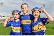 19 August 2019; Tipperary supporters, from left, Niamh, age 7, Kate, age 8, and Anna Flanagan, age 5, from Drangan, Co. Tipperary, at the Tipperary All-Ireland hurling champions homecoming event at Semple Stadium in Thurles, Tipperary. Photo by Sam Barnes/Sportsfile